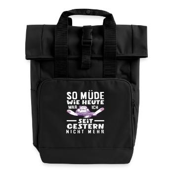 Aussi fatigué qu’aujourd’hui dicton de chat - Sac à dos Roll Top à deux anses - noir - Devant