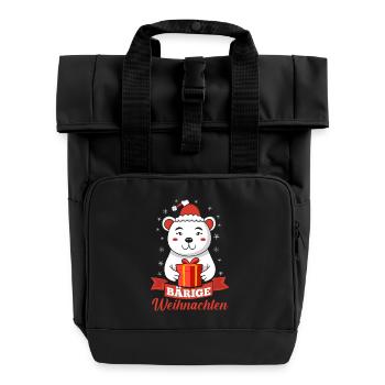 Weihnachtsmann Bär Weihnachtszeit Weihnachts - Rolltop Rucksack mit zwei Griffen - Schwarz - Vorne