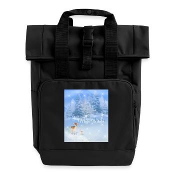 Magic Winter | Enchanting Christmas Design - Roll Top Backpack with Two Handles - black - Front