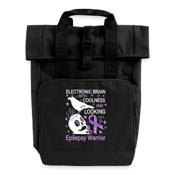 Electronic brain funny Epilepsie Spruch  - Rolltop Rucksack mit zwei Griffen - Schwarz - Vorne