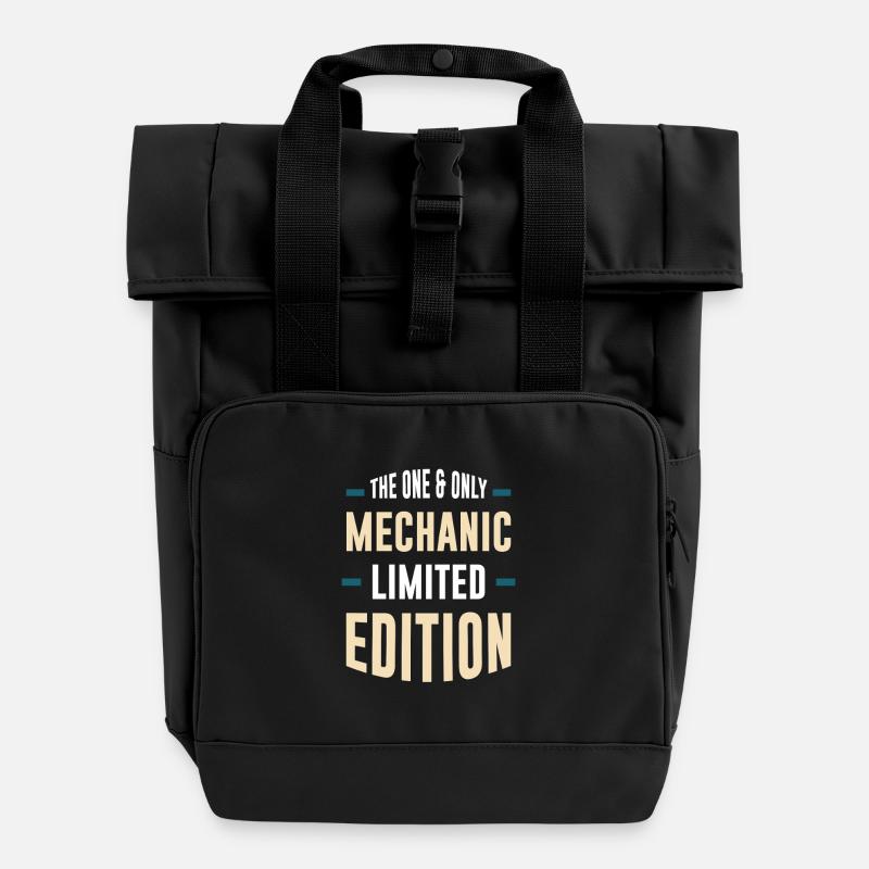 Mechanic Limited Edition – the only one - Roll Top Backpack with Two Handles - black