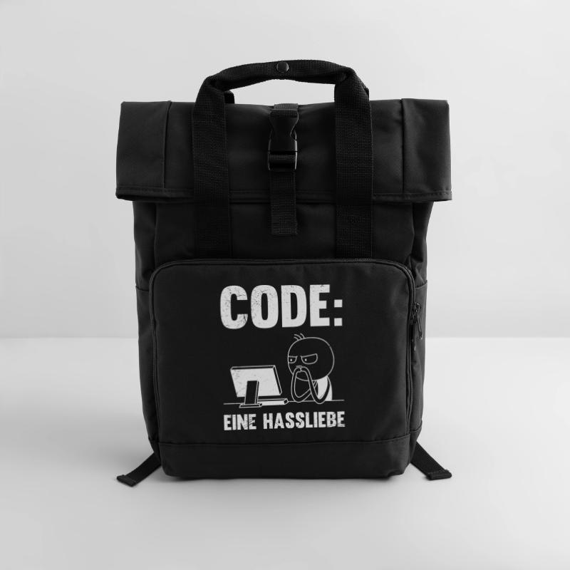 Codeur : UNE RELATION AMOUR-HAINE DRÔLE Sac à dos Roll Top à deux anses