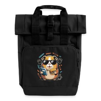 Book Hero Hamster with Burger - Roll Top Backpack with Two Handles - black - Front