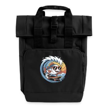 Poisson surfeur avec des lunettes de soleil - Sac à dos Roll Top à deux anses - noir - Devant