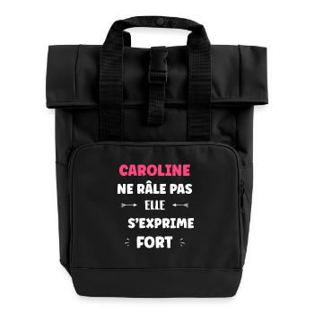 Caroline spricht laut - Rolltop Rucksack mit zwei Griffen - Schwarz - Vorne