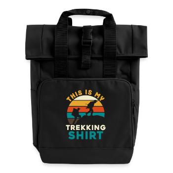 Trekkingshirt mit Sunset Silhouetten - Rolltop Rucksack mit zwei Griffen - Schwarz - Vorne