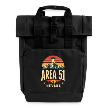 Area 51 Nevada UFO meets Bigfoot - Roll Top Backpack with Two Handles - black - Front