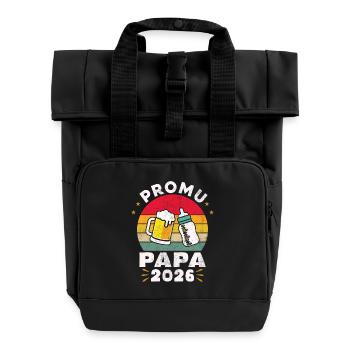 Promoted Daddy-to-be 2026 Man Pregnancy Announcement - Roll Top Backpack with Two Handles - black - Front