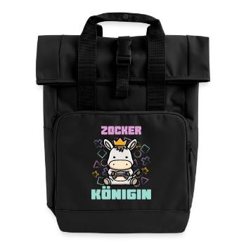 Zocker Königin - Rolltop Rucksack mit zwei Griffen - Schwarz - Vorne