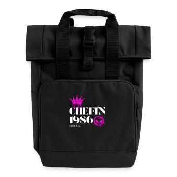 Chefin Edition 1986 – Jahrgang & Geburtstag - Rolltop Rucksack mit zwei Griffen - Schwarz - Vorne