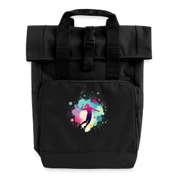 Volleyballerin, Volleyball, Volleyballspielerin - Rolltop Rucksack mit zwei Griffen - Schwarz - Vorne