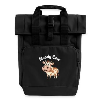Moody Cow – Genervt, aber süß - Rolltop Rucksack mit zwei Griffen - Schwarz - Vorne