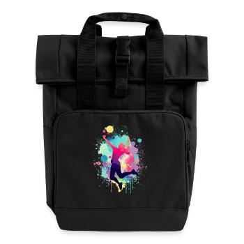 Volleyballerin, Volleyball, Volleyballspielerin - Rolltop Rucksack mit zwei Griffen - Schwarz - Vorne