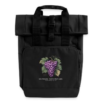 Vintage Grapes - Roll Top Backpack with Two Handles - black - Front