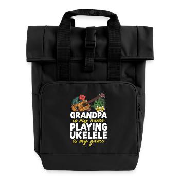 Hawaiian Ukulele Uke Grandpa - Rolltop Rucksack mit zwei Griffen - Schwarz - Vorne