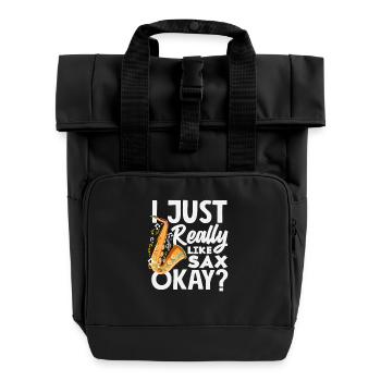 Just Really Like Sax Saxophon Orchester Jazz Band - Rolltop Rucksack mit zwei Griffen - Schwarz - Vorne