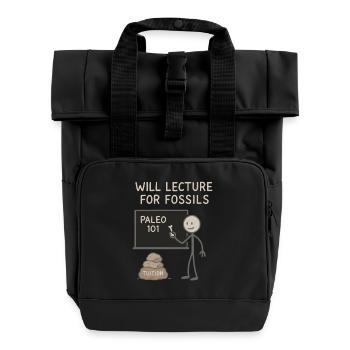 Prehistoric stone tools of Homo - Roll Top Backpack with Two Handles - black - Front