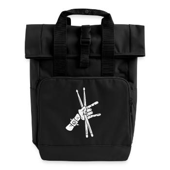 Schlagzeug Drummer Herren Jungen Schlagzeuger - Rolltop Rucksack mit zwei Griffen - Schwarz - Vorne