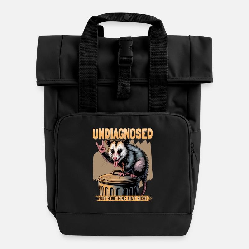 Funny Opossum - Rolltop Rucksack mit zwei Griffen - Schwarz