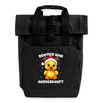 Reindeer was sold out, duck Christmas - Roll Top Backpack with Two Handles - black - Front