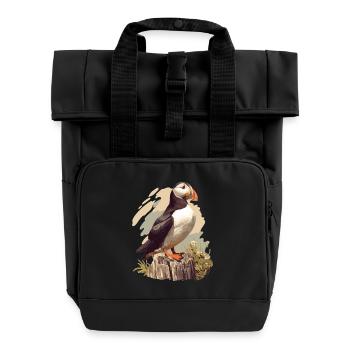 Puffin Papageientaucher - Rolltop Rucksack mit zwei Griffen - Schwarz - Vorne