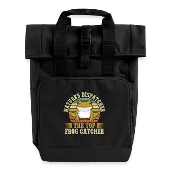 Frog Catcher Dispatcher Frog - Roll Top Backpack with Two Handles - black - Front