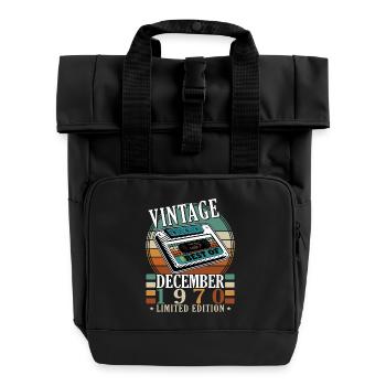 Vintage des Meilleurs Décembres des années 1970 - Sac à dos Roll Top à deux anses - noir - Devant