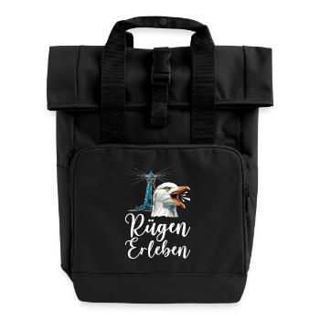Rügen Holiday RÜGEN EXPERIENCE Baltic Sea Fun - Roll Top Backpack with Two Handles - black - Front