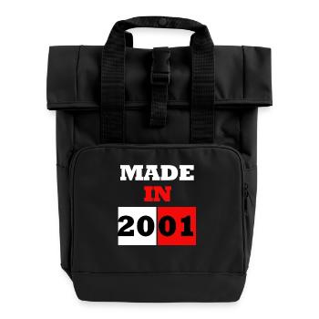 Made in 2001 Anniversary - Roll Top Backpack with Two Handles - black - Front
