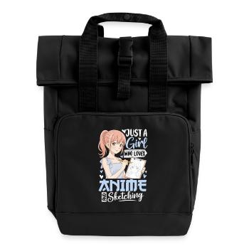 Just A Girl Who Loves Anime And Sketching - Rolltop Rucksack mit zwei Griffen - Schwarz - Vorne