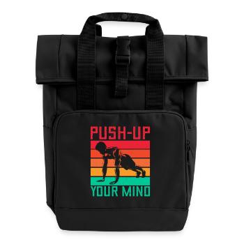 Fitness Fanatics Push-Up Your Mind Calisthenics - Roll Top Backpack with Two Handles - black - Front