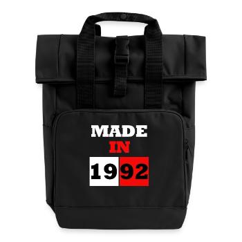 Made in 1992 Retro Anniversary Block - Roll Top Backpack with Two Handles - black - Front