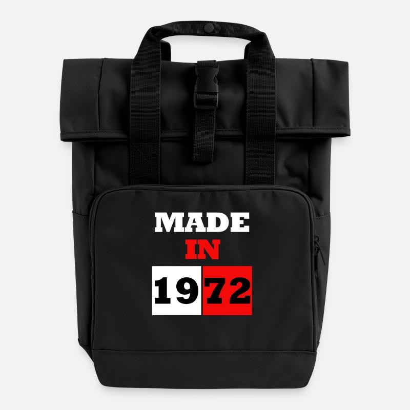 Hergestellt 1972 Retro Vintage Geburtstag - Rolltop Rucksack mit zwei Griffen - Schwarz