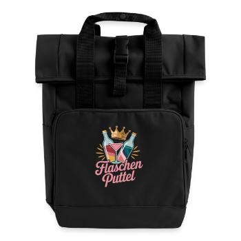 Bouteilles Püttel Cocktail Soirée Couronne En disant Enterrement de vie de garçon - Sac à dos Roll Top à deux anses - noir - Devant