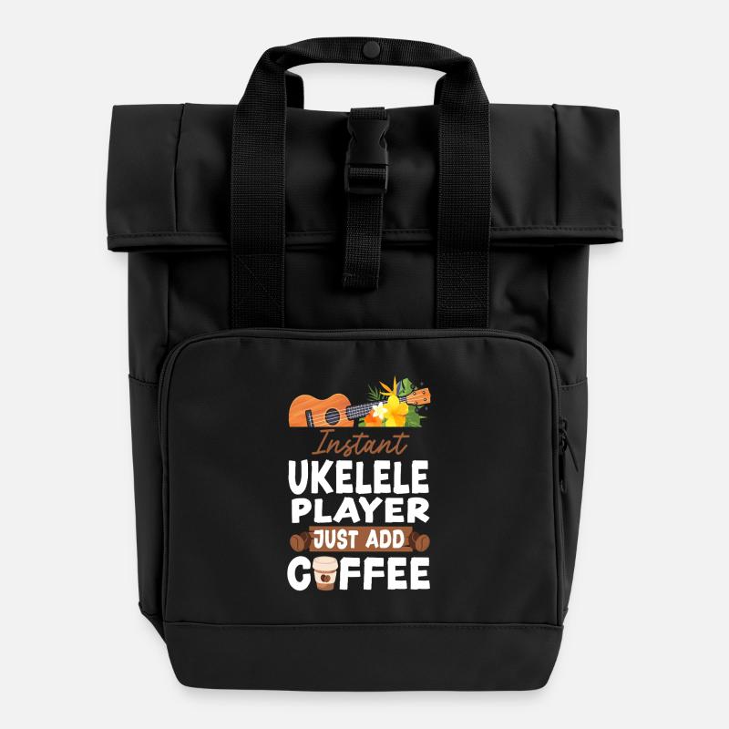 Ukulélé hawaïen ukélé café - Sac à dos Roll Top à deux anses - noir