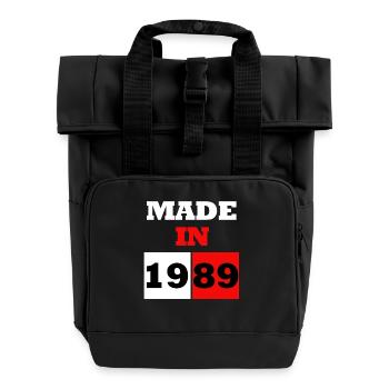 Made In 1989 Birthday Vintage Typography - Roll Top Backpack with Two Handles - black - Front