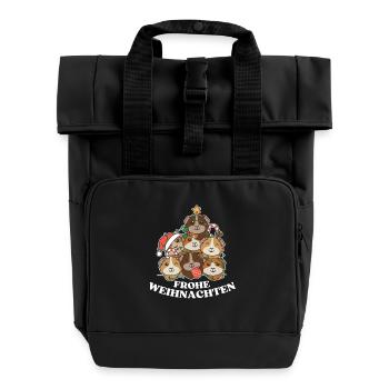 Frohe Weihnachten Meerschweinchen Heiligabend - Rolltop Rucksack mit zwei Griffen - Schwarz - Vorne
