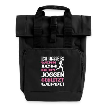 Jogging, Coureur Cadeau, Sport, Forme physique - Sac à dos Roll Top à deux anses - noir - Devant