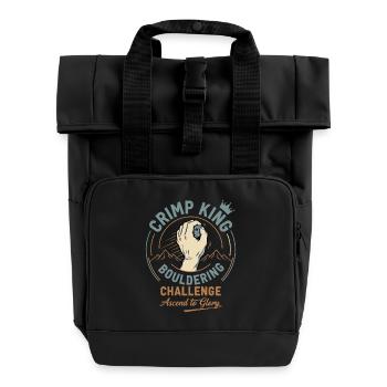 Crimp King Bouldering Challenge Erklimmen Sie zum Ruhm - Rolltop Rucksack mit zwei Griffen - Schwarz - Vorne