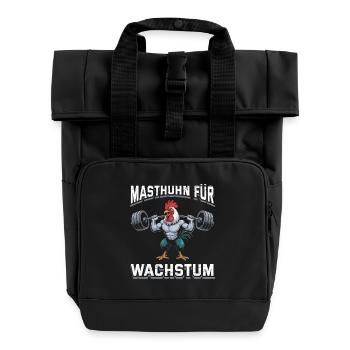 Weightlifter BROILER CHICKEN FOR GROWTH Fun - Roll Top Backpack with Two Handles - black - Front