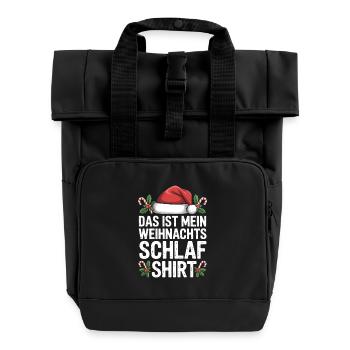 Weihnachts Schlaf Shirt Spruch - Rolltop Rucksack mit zwei Griffen - Schwarz - Vorne