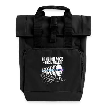 Ich bin nicht anders – ihr seid gleich - Rolltop Rucksack mit zwei Griffen - Schwarz - Vorne