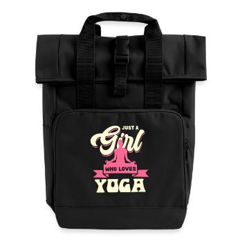 Mädchen mit Yoga-Leidenschaft - Rolltop Rucksack mit zwei Griffen - Schwarz - Vorne