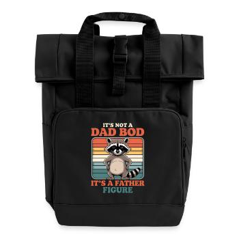 Raccoon Father Figure Retro Tee - Rolltop Rucksack mit zwei Griffen - Schwarz - Vorne
