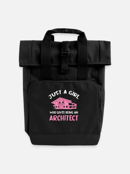 Just a Girl Architect - Rolltop Rucksack mit zwei Griffen - Schwarz