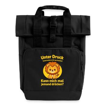 lustiger spruch löwe, unter druck funktioniere ich - Rolltop Rucksack mit zwei Griffen - Schwarz - Vorne