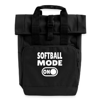 Softball Mode ON - Rolltop Rucksack mit zwei Griffen - Schwarz - Vorne