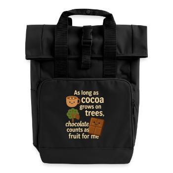 Le chocolat compte comme un fruit – drôle de dicton du cacao - Sac à dos Roll Top à deux anses - noir - Devant