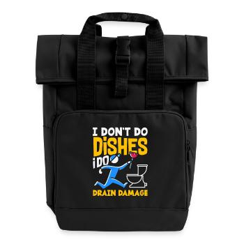 Toilet Clogging Master Funny - Roll Top Backpack with Two Handles - black - Front