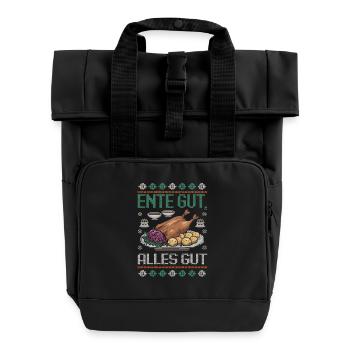 Duck Good All Good Roast Duck Christmas Dinner - Roll Top Backpack with Two Handles - black - Front